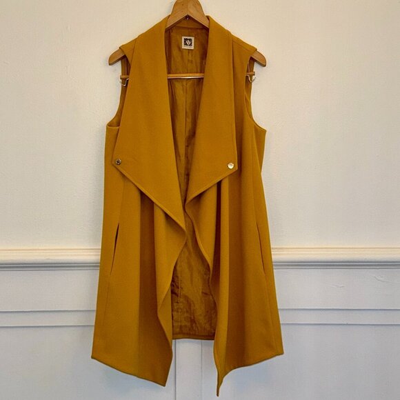 Anne Klein Mustard Yellow Ponte Longline Vest – Women’s Structured Layer L - Picture 1 of 6